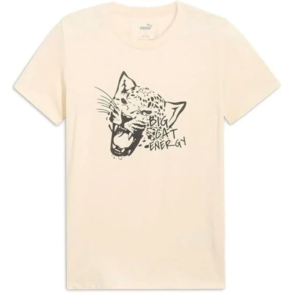 RARE PUMA Crew Neck Forever Better Cat Energy Short Sleeve Graphic Tee Lilac Sma
